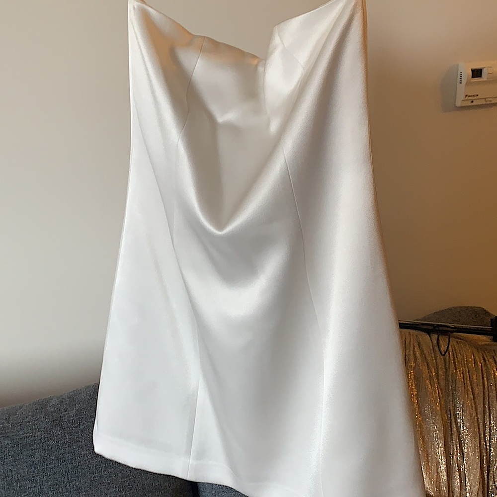 Alice + Olivia white strapless silk dress
